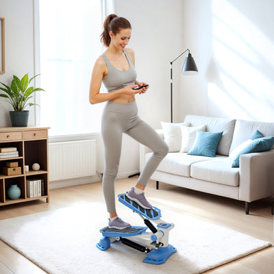 HOMCOM Portable Mini Stepper, Steppers for Exercise Workout with LCD Display Monitor, Anti-skid Foot Pedals for Home Gym Office, Blue 