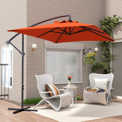 Outsunny 3(m) Cantilever Overhanging Parasol, with Cross Base - Orange 