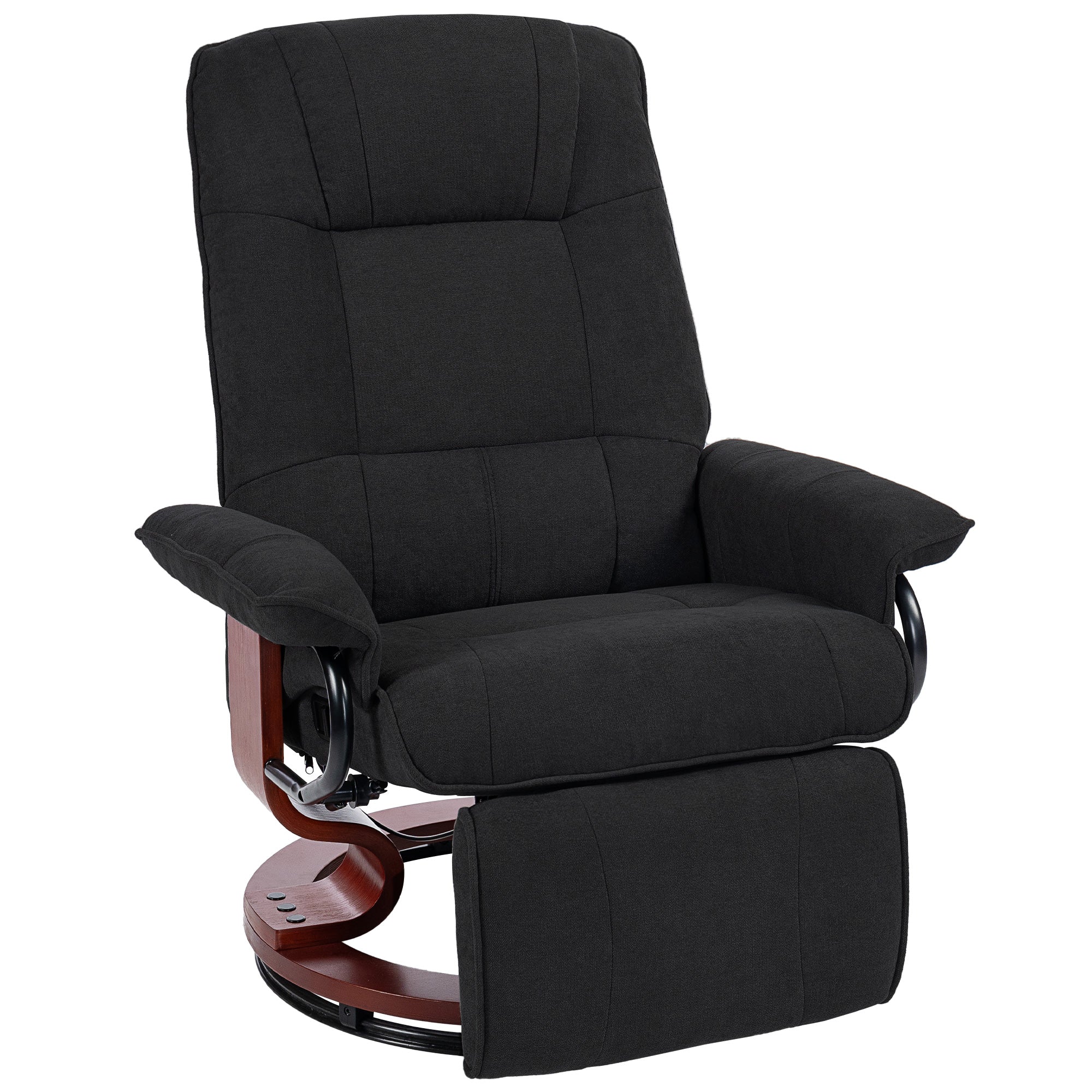 HOMCOM Reclining Swivel Chair, with Footrest - Black