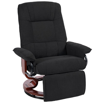 HOMCOM Reclining Swivel Chair, with Footrest - Black 