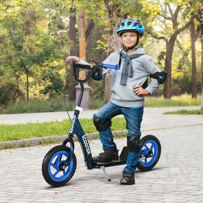 AIYAPLAY Kids Scooter with Adjustable Handlebar, Children's Kick Scooter with Non-slip Footplate, Rear Brake, Kickstand, Blue 