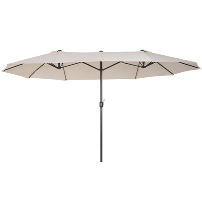Outsunny 4.6m Double-Sided Patio Parasol Sun Umbrella-Beige 