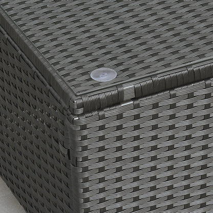 Outsunny PE Rattan Coffee Table, Rectangular Outdoor Coffee Table with Tempered Glass Top, 70 KG Capacity for Garden, Balcony, Terrace, Patio, Black 