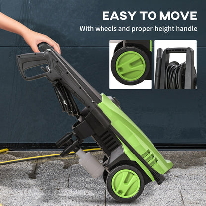 DURHAND 1800W High\'c2\'a0Pressure\'c2\'a0Washer, 150 Bar Pressure, 510 L/h Flow, High-Performance Portable Power Jet Wash Cleaner Green
