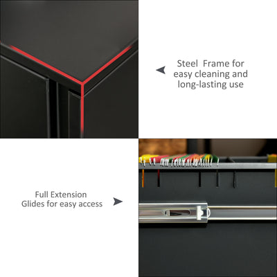 Vinsetto Metal Mobile File Cabinet with Wheels, Lockable 2 Drawer Filing Cabinet for A4, Legal, Letter, Compact Under Desk Storage Unit with Pre-Assembled Body for Home Office, 39 x 48 x 67cm, Black 