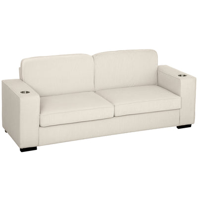 HOMCOM Three-Seater Corduroy Sofa - Cream White 