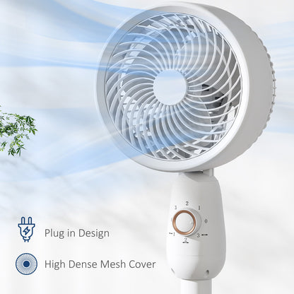 HOMCOM Pedestal Fan, Powerful Air Circulator, 12 Inch Floor Standing Fan with 3 Speed Settings, Oscillating Function for Bedroom, Home and Office, White 