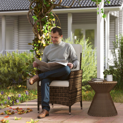 Outsunny 105°-150° Reclining Rattan Chair - Cream 