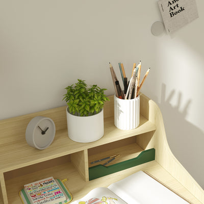 AIYAPLAY Kids Desk and Chair Set with Storage Shelves and Drawer, Green 