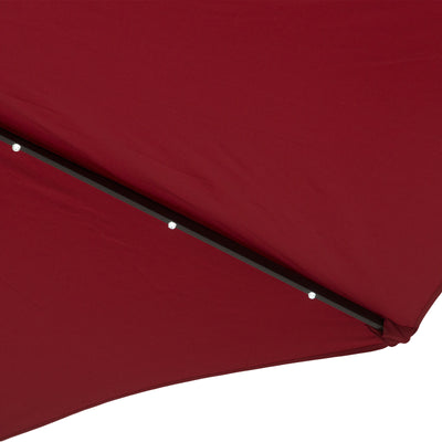 Outsunny 2.7m Patio Garden Umbrella Outdoor Parasol with Tilt Crank and 24 LEDs Lights (Red) 