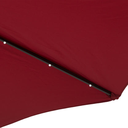 Outsunny 2.7m Patio Garden Umbrella Outdoor Parasol with Tilt Crank and 24 LEDs Lights (Red) 