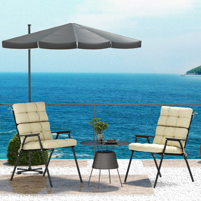 Outsunny 2-Piece Seat Cushion Replacement with Backrest, Garden Patio Chair Cushions Set with Ties, Beige 