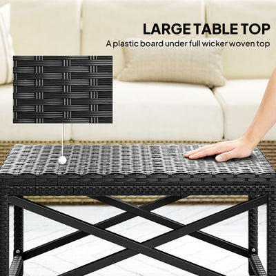 Outsunny Outdoor Coffee Table Side Table with X-Shape Frame for Patio, Balcony, Black 