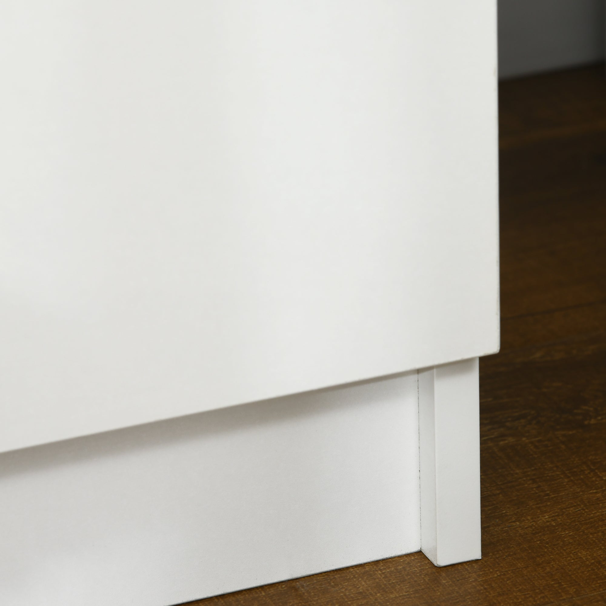 HOMCOM Set of 2 White Bedside Tables with LED Lights, High Gloss Front Nightstands with 4 Drawers 