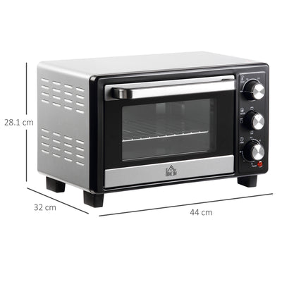 HOMCOM 16L Mini 1400W Countertop Oven - Black/Silver Tone 