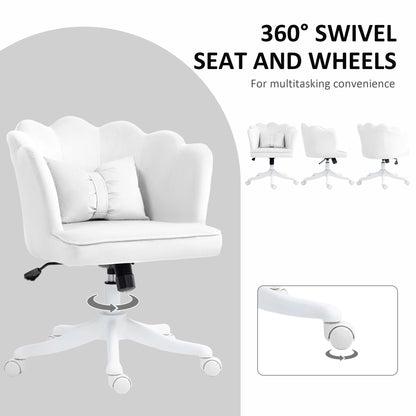 HOMCOM Velvet-Feel Petal Back Office Chair - White 