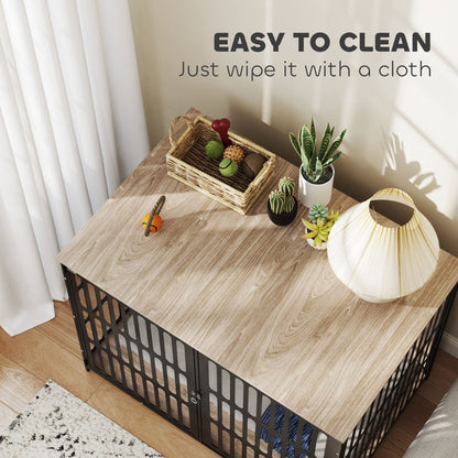 PawHut Dog Crate Furniture with Anti-Chew Resistant Mesh, Anti-Escape Single Door, for Extra Large Dogs, 118 x 80 x 92 cm 