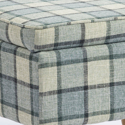 HOMCOM Linen Fabric Upholstered Footstool, Rectangular Storage Stool with Removable Top, Padded Seat and Hidden Space, Grey