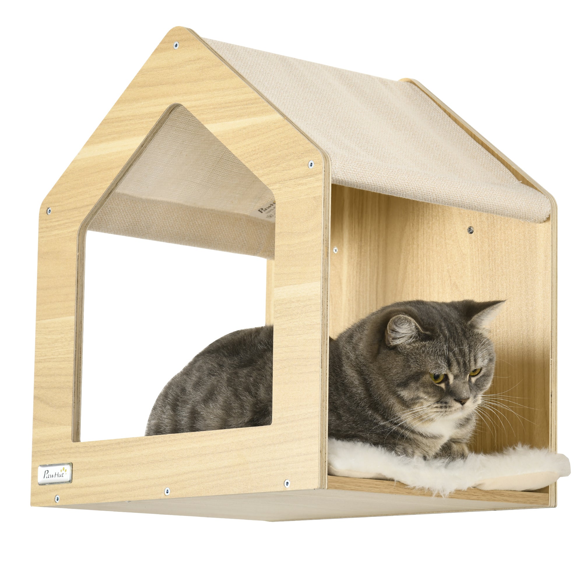 PawHut 8 Piece Cat Shelves Set, with Cat House, Three Perches, Three Scratching Posts 
