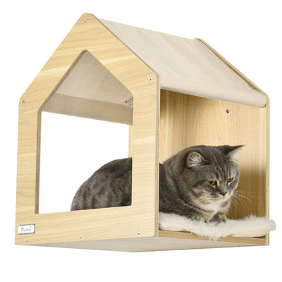 PawHut 8 Piece Cat Shelves Set, with Cat House, Three Perches, Three Scratching Posts 