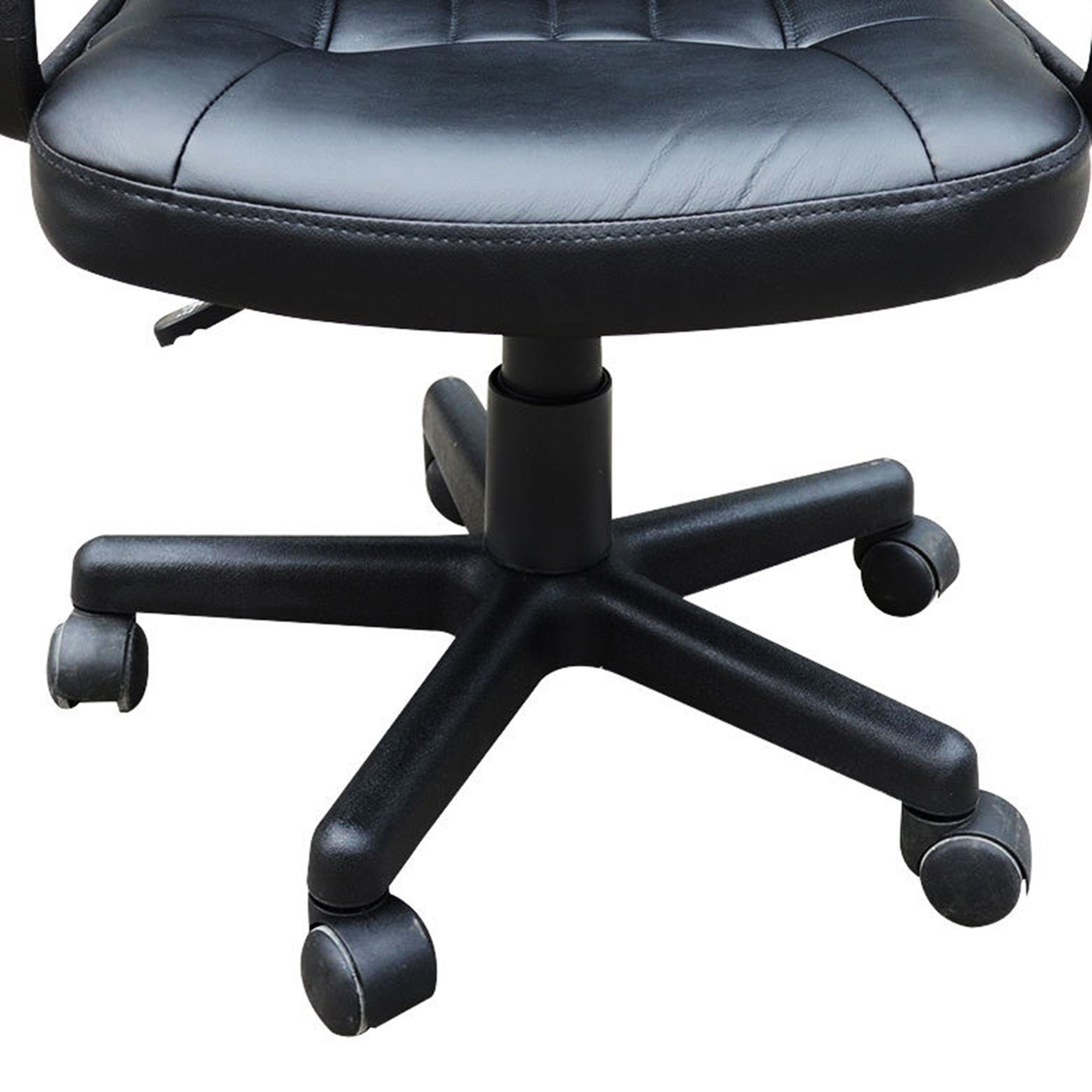 HOMCOM Swivel Executive Office Chair, PU Leather Computer Desk Chair with Adjustable Height, Wheels, Black 