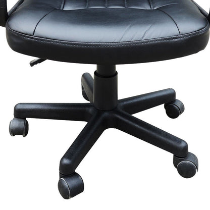 HOMCOM Swivel Executive Office Chair, PU Leather Computer Desk Chair with Adjustable Height, Wheels, Black 