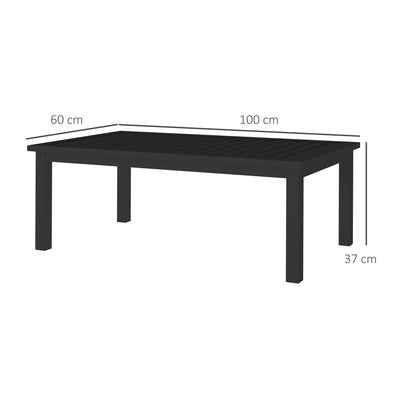 Outsunny 100cm x 60cm Aluminium Outdoor Coffee Table - Black 