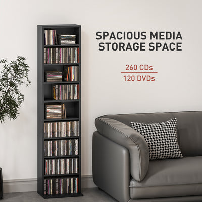 HOMCOM 260 Narrow CD Storage Unit - Black 