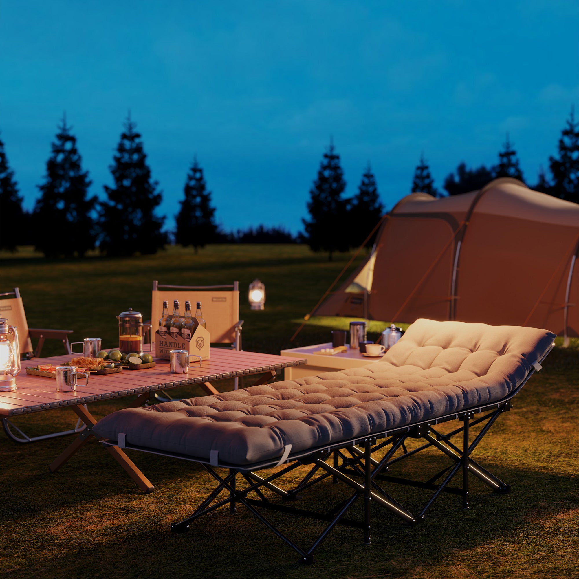Outsunny 68cm Wide Folding Bed, Camping Cot for Adults with Mattress, Carry Bag, Storage Pocket, Max Load 150kg, Light Grey 