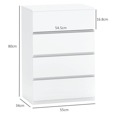 HOMCOM Chest of Drawers, 4-Drawer Storage Cabinets, Modern Dresser, Storage Drawer Unit for Bedroom 