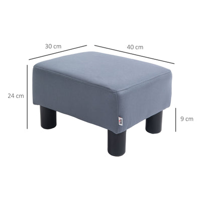 HOMCOM Microfiber Cloth Footstool, Small Foot Rest, Rectangle Sofa Stool for Bedroom Living Room, Grey 