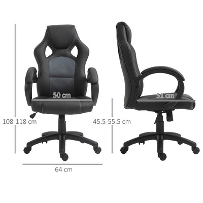 Vinsetto High-Back Office Chair Faux Leather Swivel Computer Desk Chair for Home Office with Wheels Armrests Black 