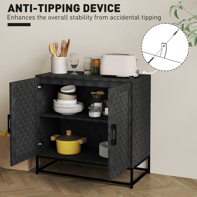 HOMCOM Modern Sideboard, Freestanding Sideboard Storage Cabinet with Adjustable Shelf and 2 Doors for Living Room, Black 