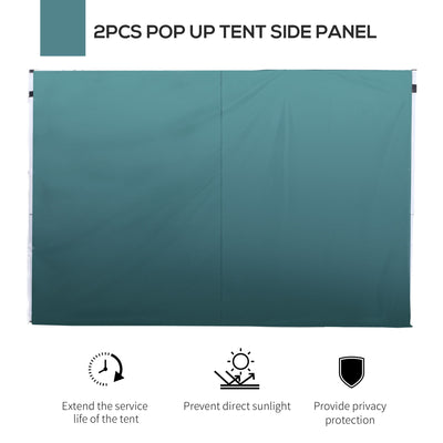 Outsunny 3 Meters Gazebo Replaceable Exchangeable Side Panel Wall Panels Walls With Window, Dark Green 