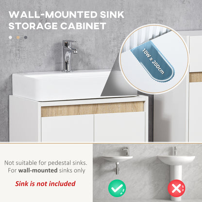 kleankin Modern Bathroom Sink Cabinet, Floor Standing Under Sink Cabinet, Freestanding Storage Cupboard with Double Doors, White