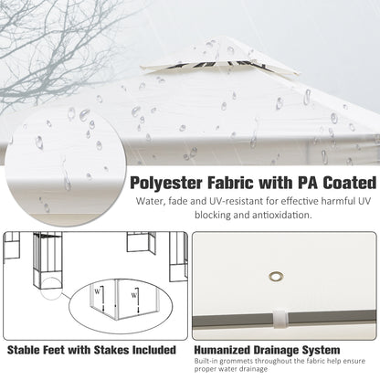 Outsunny 3 x 3m Outdoor Steel Gazebo with 2 Tier Roof, Garden Gazebo Patio Canopy Marquee Shelter with Decorative Steel Frame - Cream 