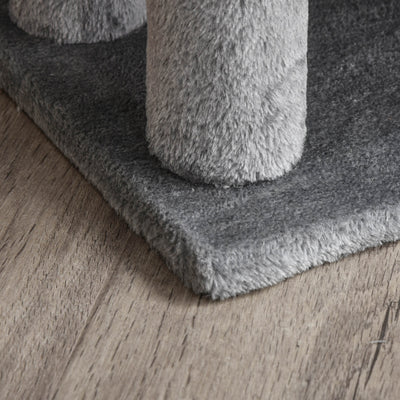 PawHut 3-step Pet Stairs with Scratching Posts, Platforms, Toy Ball, Grey 