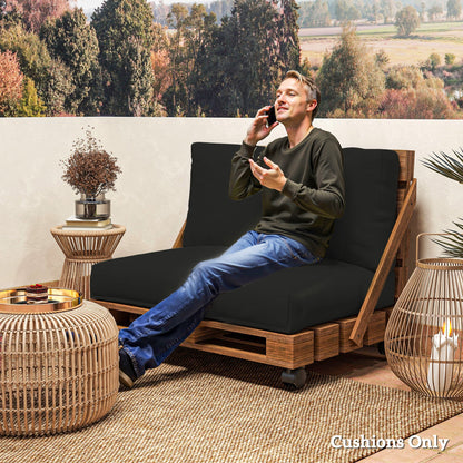 Outsunny 2 Seater Pallet Furniture Cushions Pallet Cushions, UPF20+ 220gsm Fabric, 20 cm Thick Outdoor Seat Pads, Black 