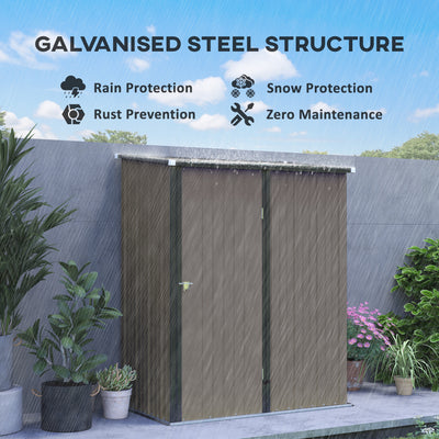 Outsunny 5.3 x 3.1ft Corrugated Steel Garden Shed - Light Grey 