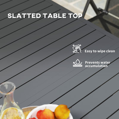 Outsunny Aluminium Extending Garden Table with Slatted Top for 6-8 Person, 160/220 x 90 x 73 cm, Grey 
