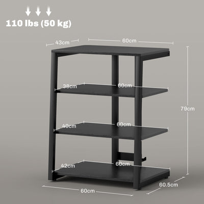 HOMCOM HiFi Stand, with Four Storage Shelves - Black 