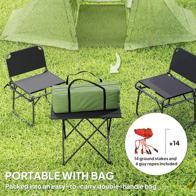 Outsunny 3 Man Camping Tent with Living Area and 2 Bedrooms, 3000mm Waterproof Family Tent with Sewn-in Groundsheet, Portable with Bag for Hiking, Festival, Backpacking, Green 