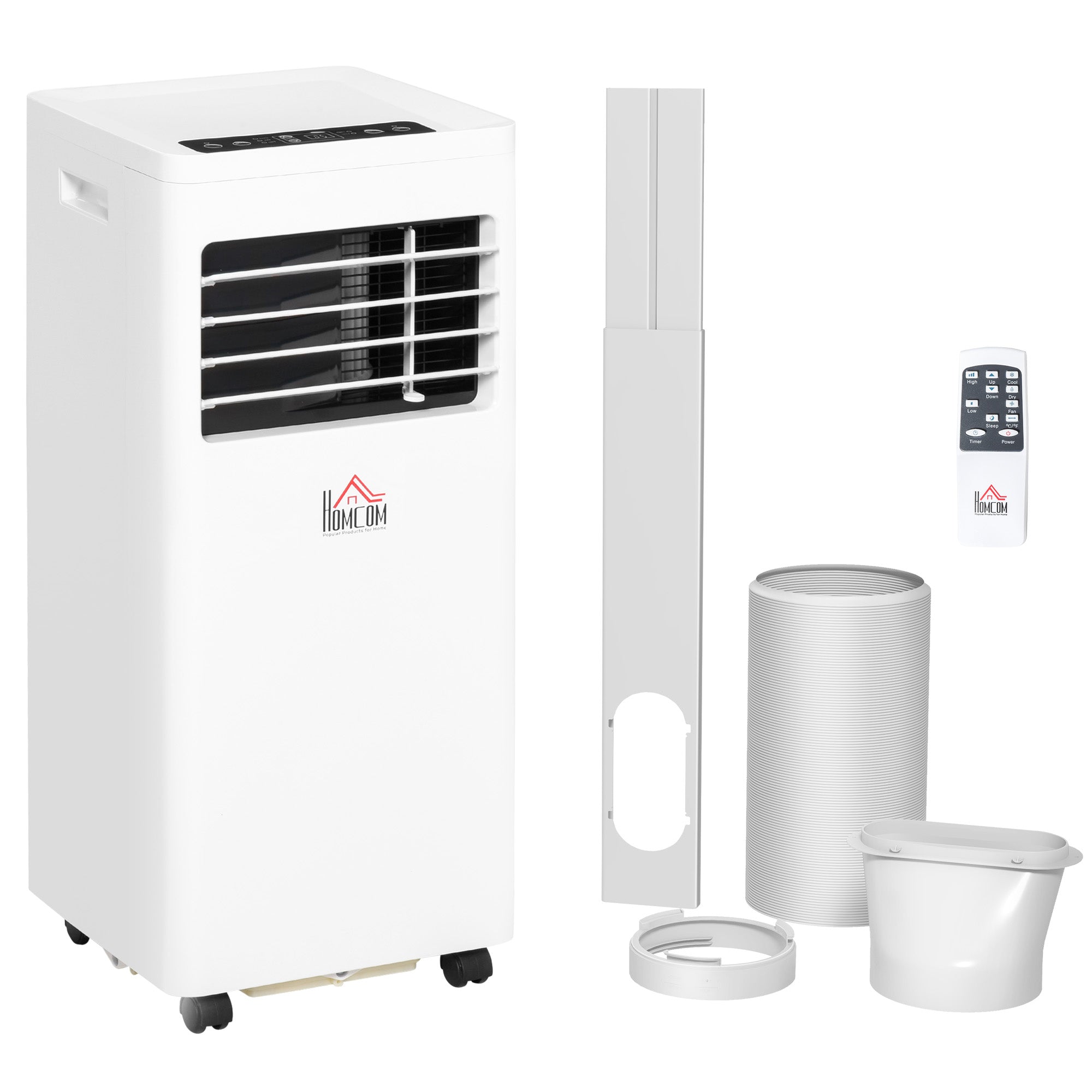 HOMCOM 5000 BTU Air Conditioning Unit, 3-in-1 Portable Air Conditioner, Dehumidifier, Cooling Fan with 2 Speeds, 24H Timer, Remote Control, Digital Display, Window Venting Kit, 12m² 
