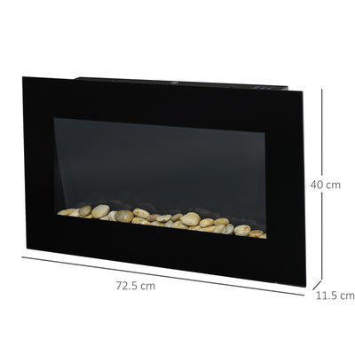 HOMCOM 1000W/2000W Electric Wall Fireplace w/ LED Flame Effect Timer Remote Sleek Stylish Safe Home Heating 20-25㎡ 