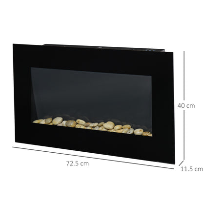 HOMCOM 1000W/2000W Electric Wall Fireplace w/ LED Flame Effect Timer Remote Sleek Stylish Safe Home Heating 20-25㎡ 