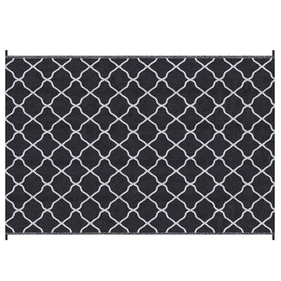Outsunny Reversible Outdoor Rug, Plastic Straw Mat w/ Carry Bag Ground Stakes for Garden RV Picnic Beach Camping 182x274cm Black 