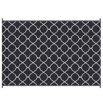 Outsunny Reversible Outdoor Rug, Plastic Straw Mat w/ Carry Bag Ground Stakes for Garden RV Picnic Beach Camping 182x274cm Black