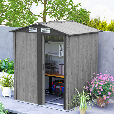 Outsunny 5ft x 4.3ft Outdoor Garden Storage Shed - Grey Wood Effect 