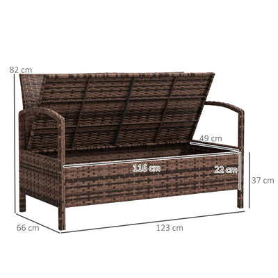 Outsunny 125L Storage Garden Bench, with Cushion - Brown 