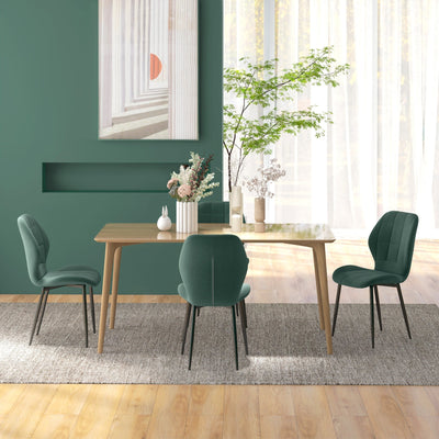 HOMCOM Set of Four Flannel Relaxed Tub Dining Chairs - Green 